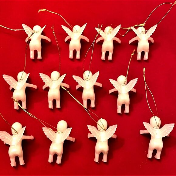 12 Miniature Angel Cherub Christmas Tree Ornament Craft 1 1/2" tall x 1" - Picture 2 of 3